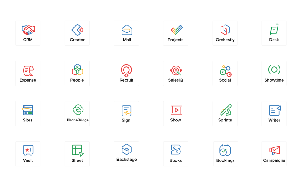 zoho integrated apps